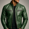 Men's Vintage Leather-Look Jacket with Four Pockets