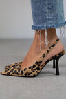 Leopard Print Pointed Toe Slingback Heels
