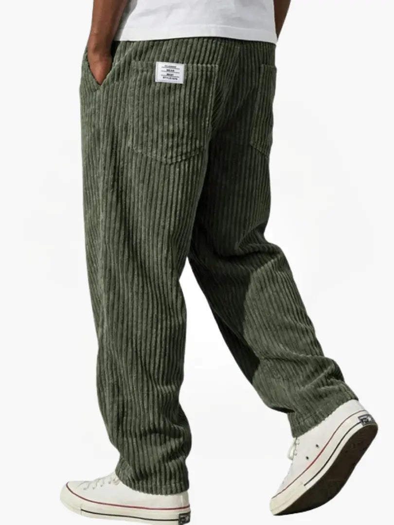 Men's Relaxed Corduroy Trousers with Drawstring Waist