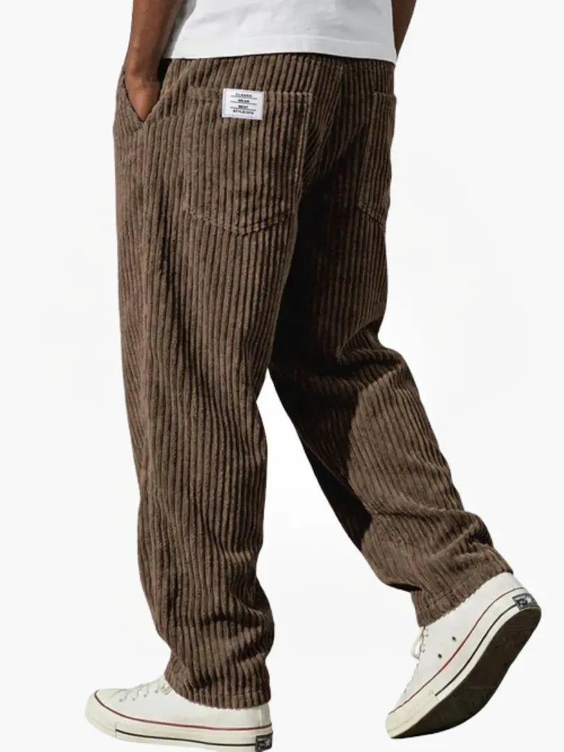 Men's Relaxed Corduroy Trousers with Drawstring Waist