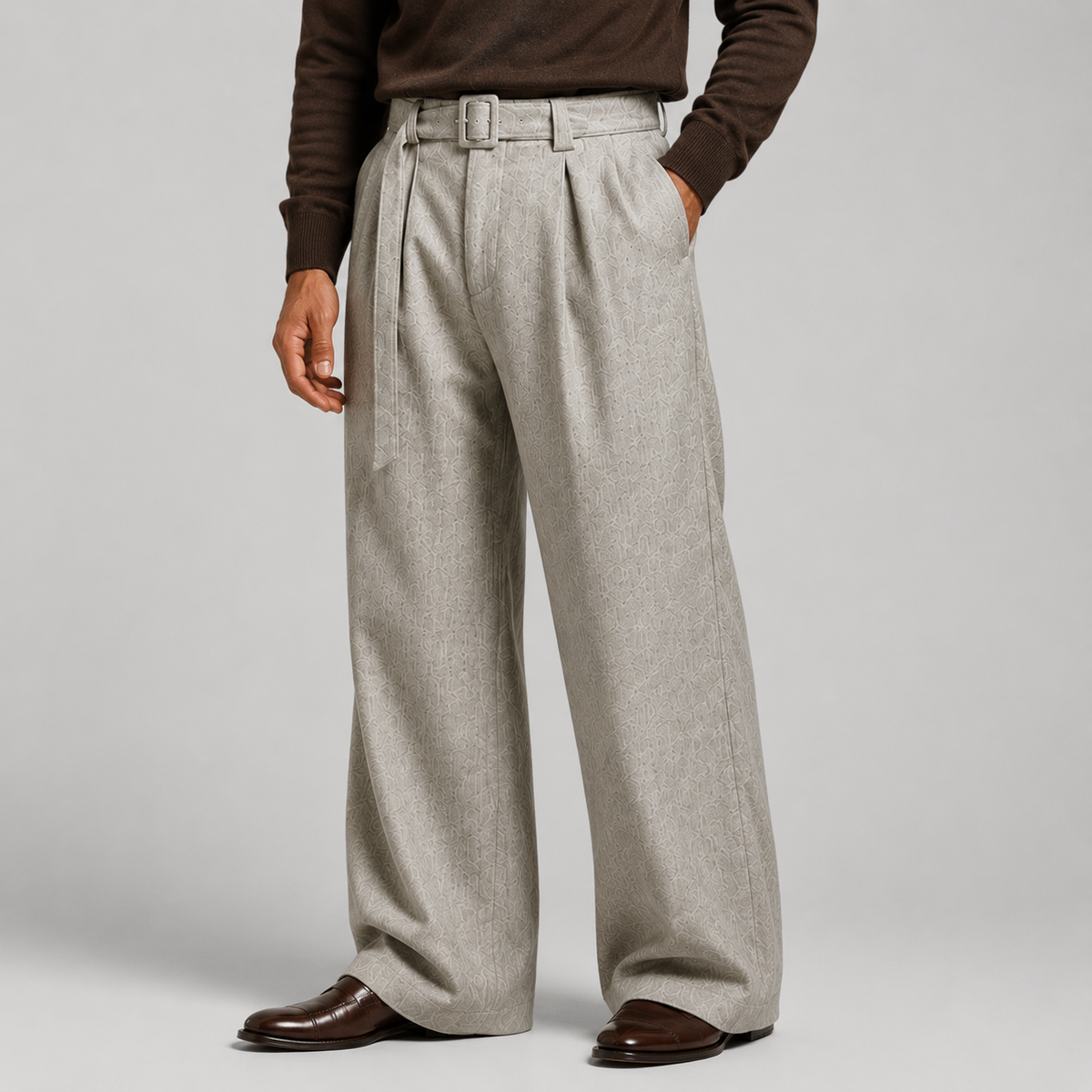 Men's Straight-Leg Pleated Tailored Trousers