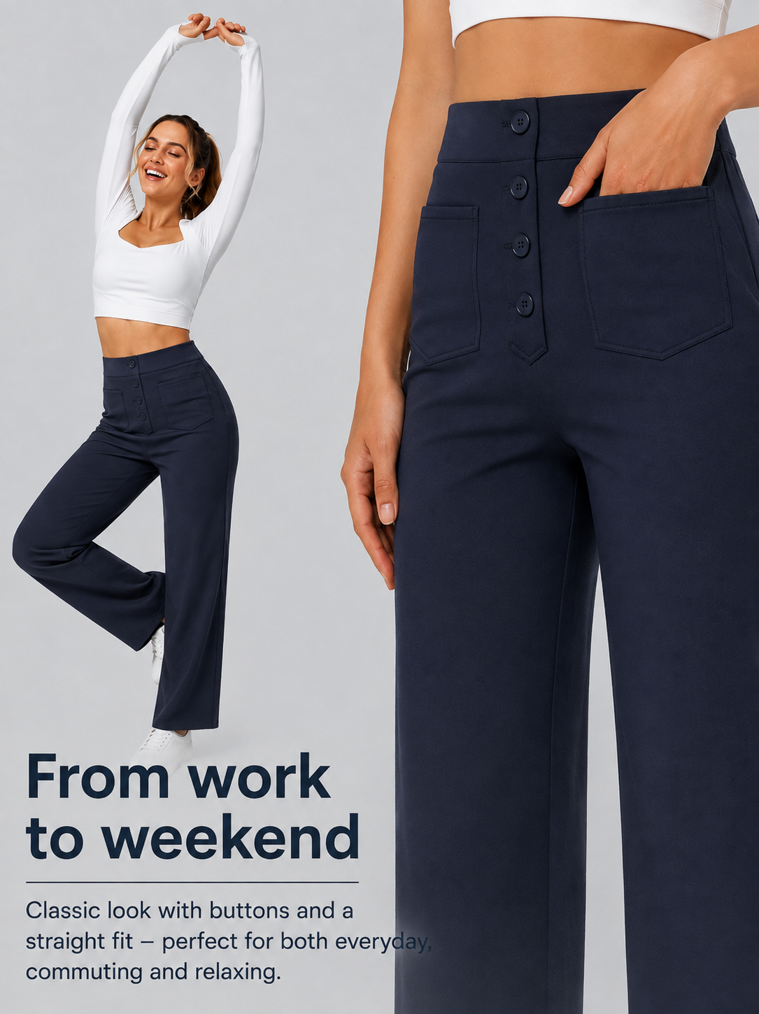 Bellara Flex™ | High-Waisted Stretch Trousers with Pockets