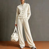 Alberta - Women's Velvet Stand Collar Wide Leg Matching Set