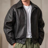 Men's Leather-Look Zip Jacket with Structured Collar