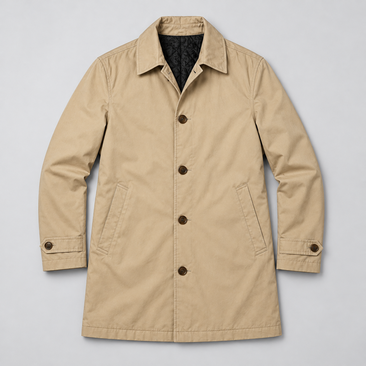 Men's Tailored Longline Coat with Button Front