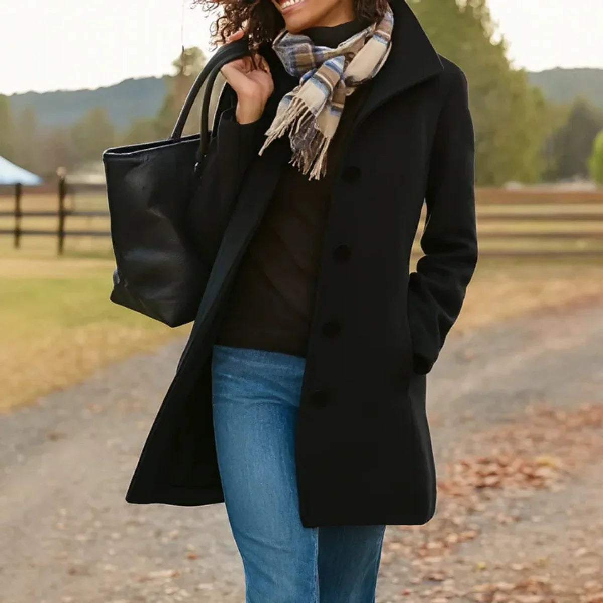 Women's Classic Mid-Length Single-Breasted Coat